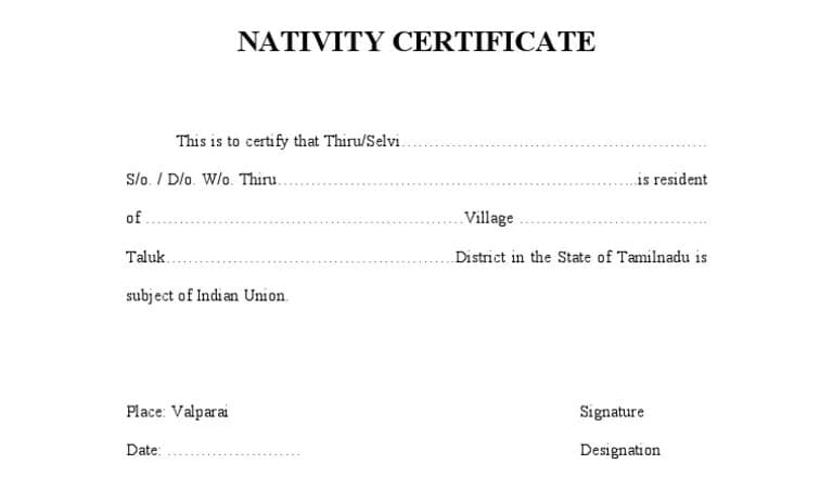 Nativity Certificate